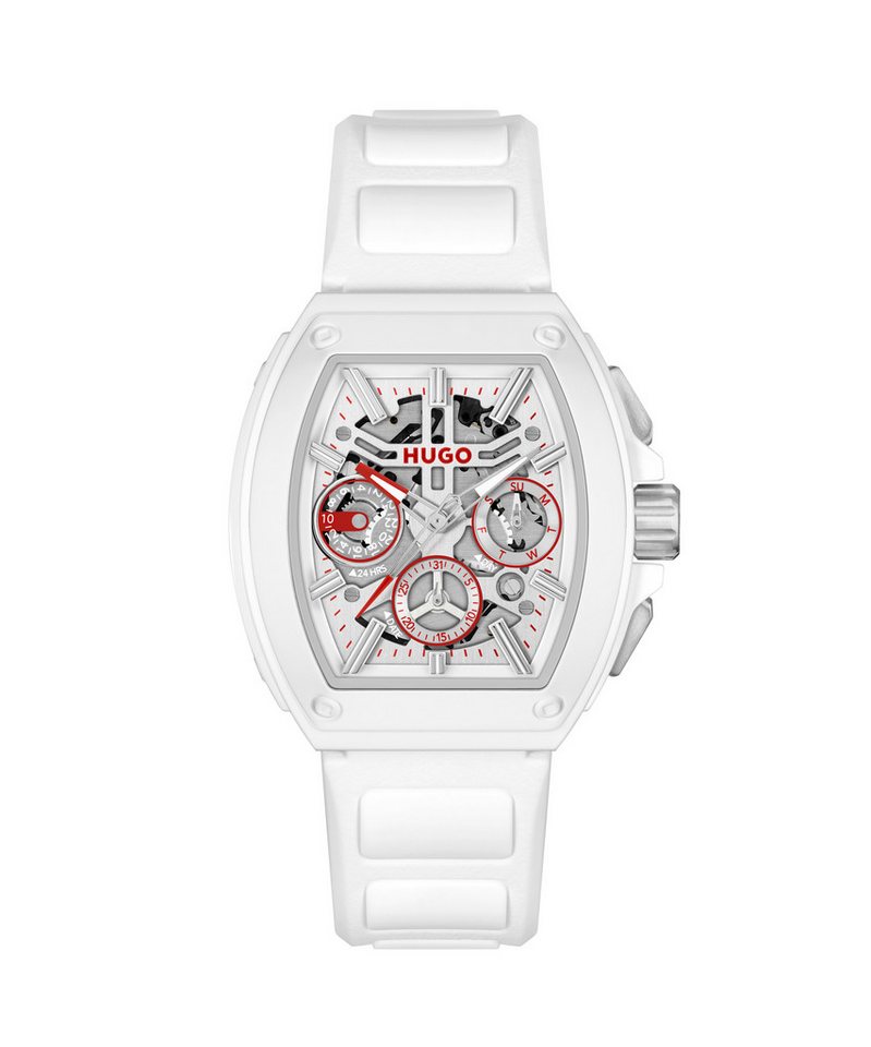 HUGO Multifunktionsuhr #HUGO ID SKELETON 1530445, Quarzuhr, Armbanduhr, Herrenuhr, Silikonarmband, analog Bild 2