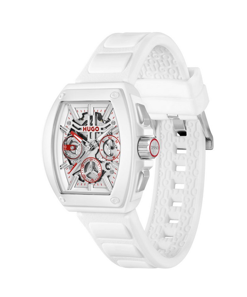HUGO Multifunktionsuhr #HUGO ID SKELETON 1530445, Quarzuhr, Armbanduhr, Herrenuhr, Silikonarmband, analog Bild 4