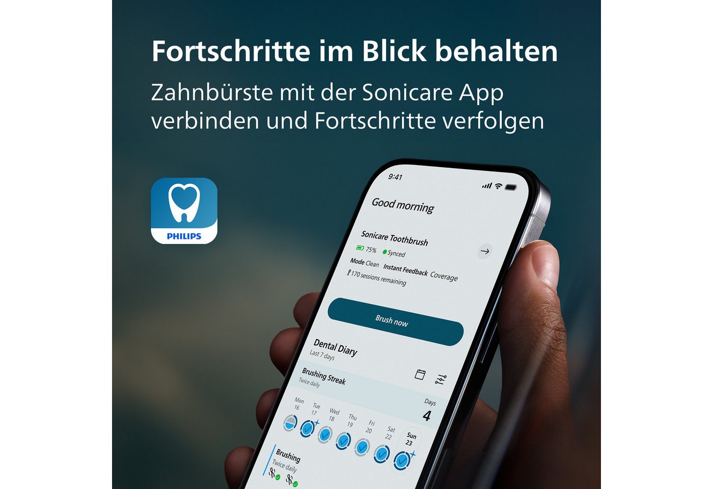 Philips Sonicare Elektrische Zahnbürste DiamondClean 8000 HX8311/12, Aufsteckbürsten: 1 St. Bild 2