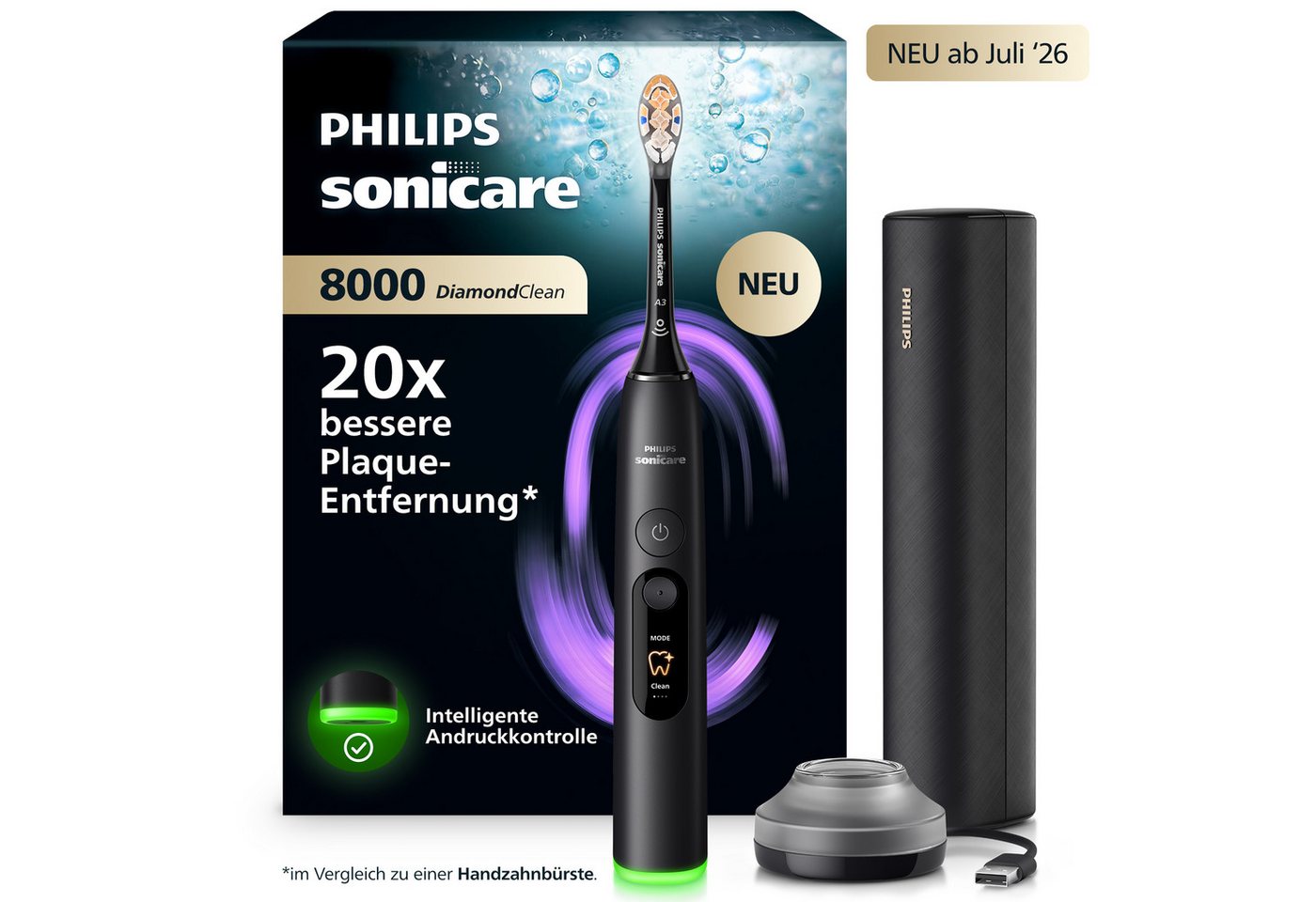 Philips Sonicare Elektrische Zahnbürste DiamondClean 8000 HX8311/12, Aufsteckbürsten: 1 St. Bild 3