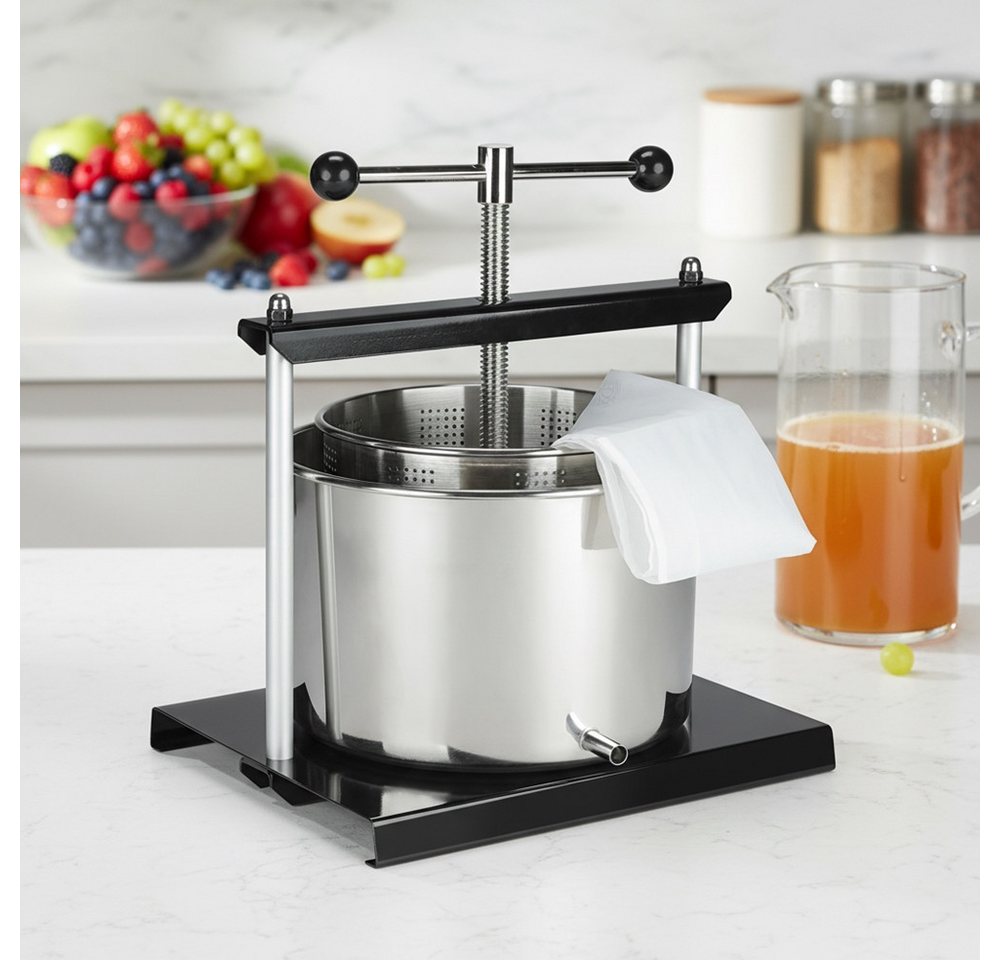 Feel2Home Entsafter Obstpresse Entsafter Fruchtpresse 5 Liter Edelstahl Auslaufrohr Saft, 0 W, rostfrei Bild 3