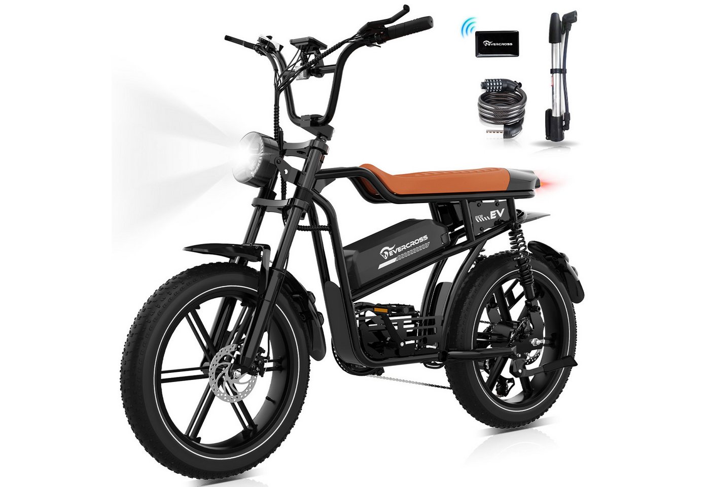 EVERCROSS TECH E-Bike 20” x 4,0 fette Reifen MTB, 48V 15,6AH Removable Battery, NFC, Heckmotor, 748,8 Wh, bis 85km, 7 Gang Shimano, Kettenschaltung, Heckmotor Bild 2