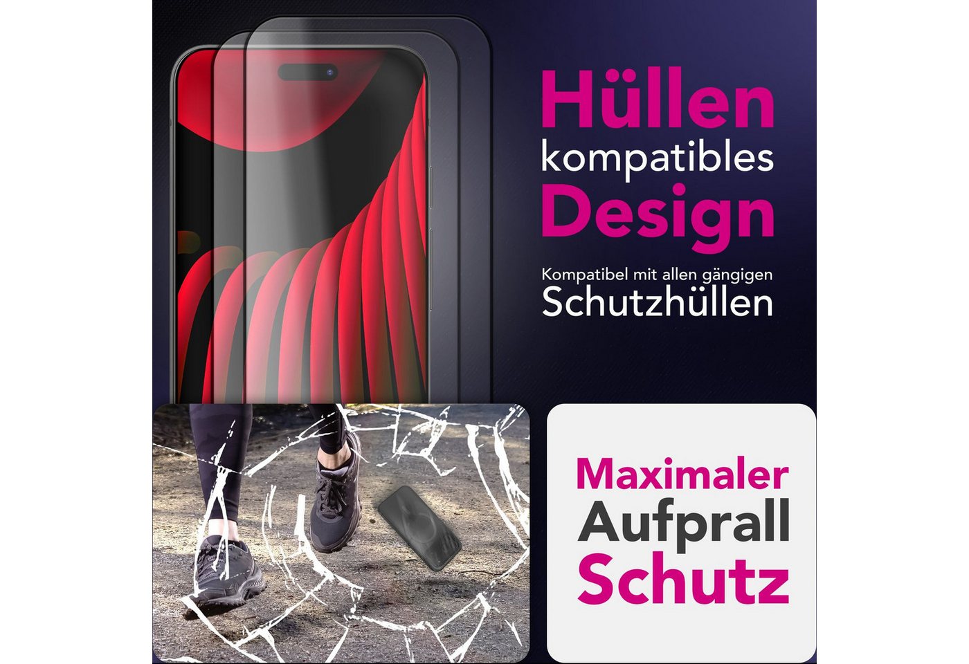 Nalia Schutzfolie Apple iPhone 17 Pro, Display Schutzglas 9H / Extrem Klar / Brillante Farben / Case Friendly