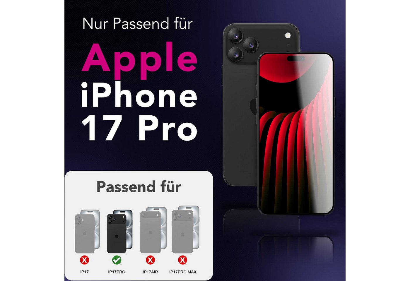 Nalia Schutzfolie Apple iPhone 17 Pro, Display Schutzglas 9H / Extrem Klar / Brillante Farben / Case Friendly Bild 3