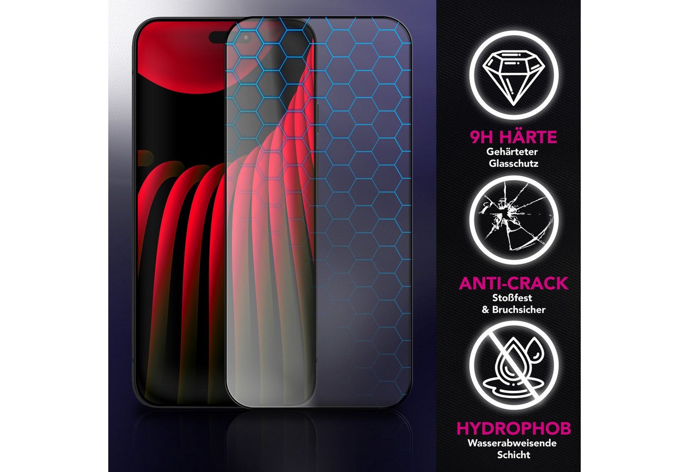 Nalia Schutzfolie Apple iPhone 17 Pro, Display Schutzglas 9H / Extrem Klar / Brillante Farben / Case Friendly Bild 4