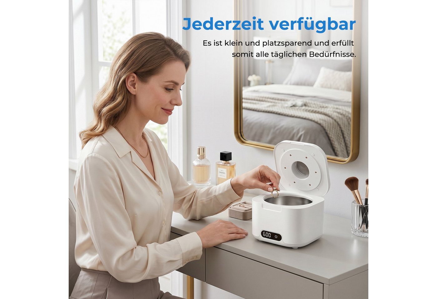 AKKEE Ultraschallreiniger Ultraschallreinigungsgerät 50000Hz mit 6 UV-Licht & 4 Modes, 340ML Ultraschallreiniger Bild 4