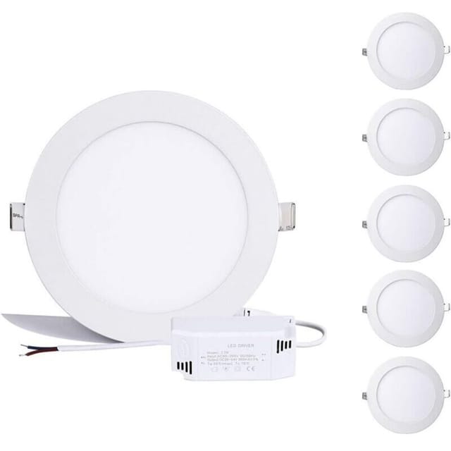 12-w-rund-led-panel, Led-einbaustrahler, Neutralweiß 6000k-6500k, Deckeneinbauleuchte, Extrem Flach, Treiber Inklusive, 230 V, 960 Lumen, Ersetzt 100-w-halogenlampe [a+]