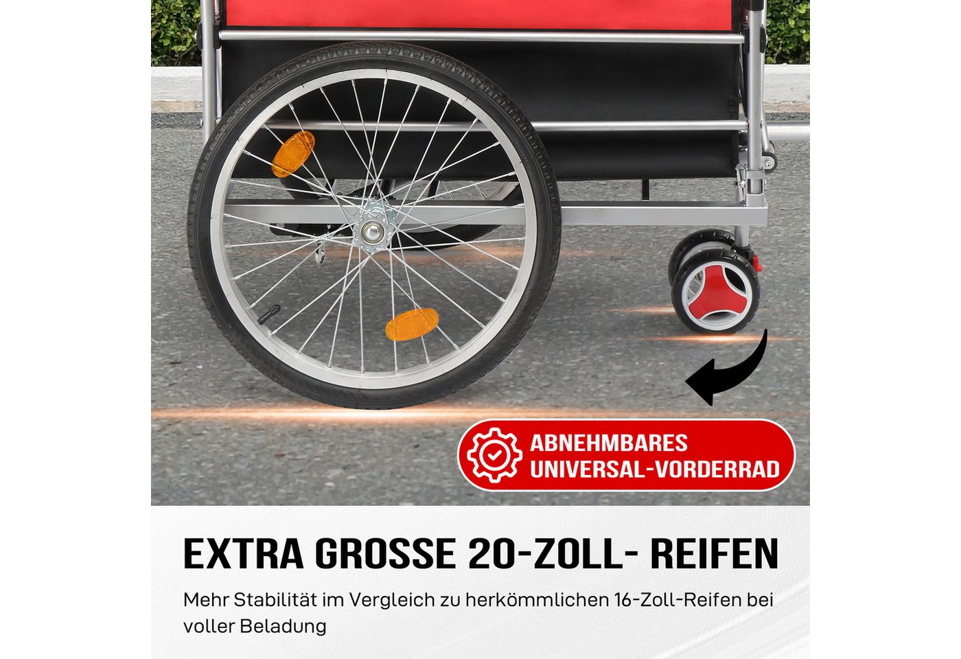 LALAHO Fahrradhundeanhänger Fahrradanhänger 93 x 75 x 58cm mit Transportkiste, Hundebuggy Transportanhänger Handwagen Anhänger Bild 3