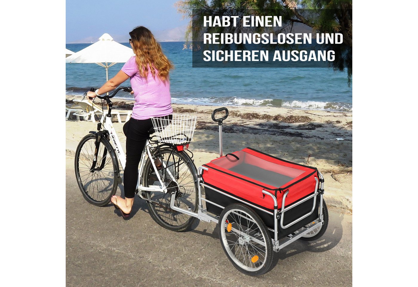 LALAHO Fahrradhundeanhänger Fahrradanhänger 93 x 75 x 58cm mit Transportkiste, Hundebuggy Transportanhänger Handwagen Anhänger Bild 5