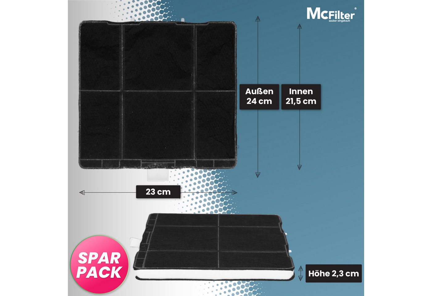 McFilter Aktivkohlefilter 2x Kohlefilter Filter, Zubehör für Neff Bosch Siemens 00705431 11026769, Neff Z5101X1 Z5101X5 Z5105X5, Siemens LZ53251 LZ53250 LZ53650 Bild 4