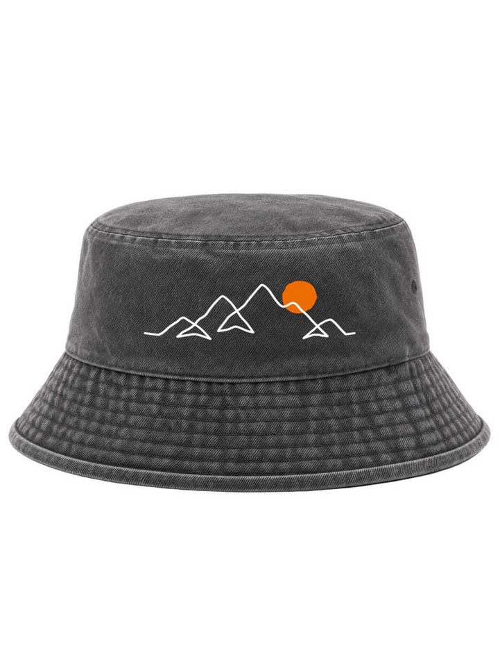Neverless Fischerhut Anglerhut mit Print Berg Linie Bucket Hat Baumwolle Neverless®