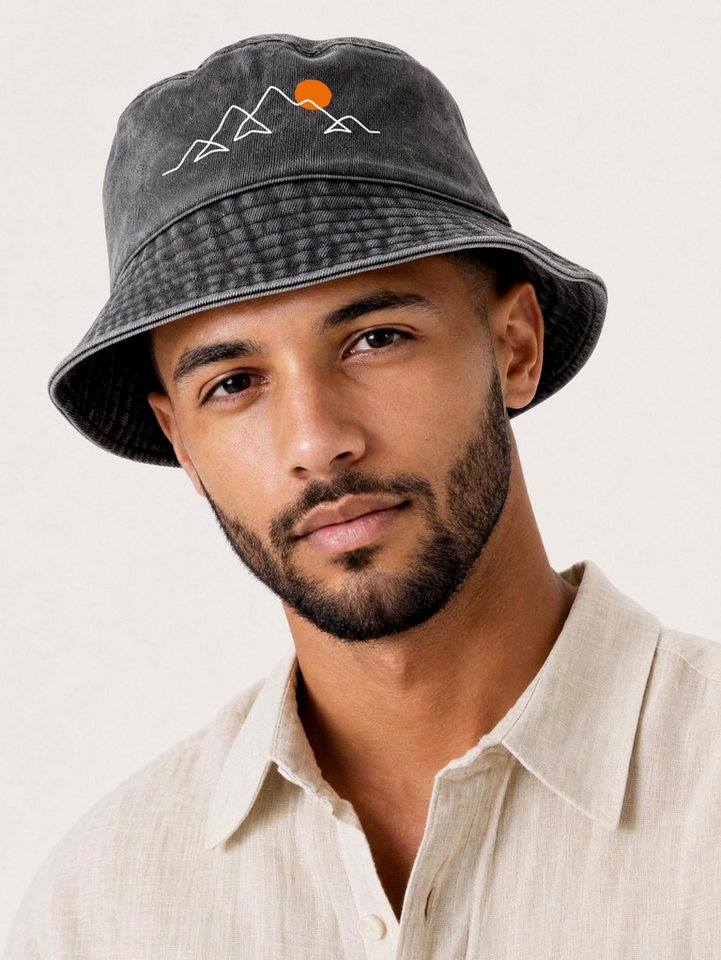 Neverless Fischerhut Anglerhut mit Print Berg Linie Bucket Hat Baumwolle Neverless® Bild 2