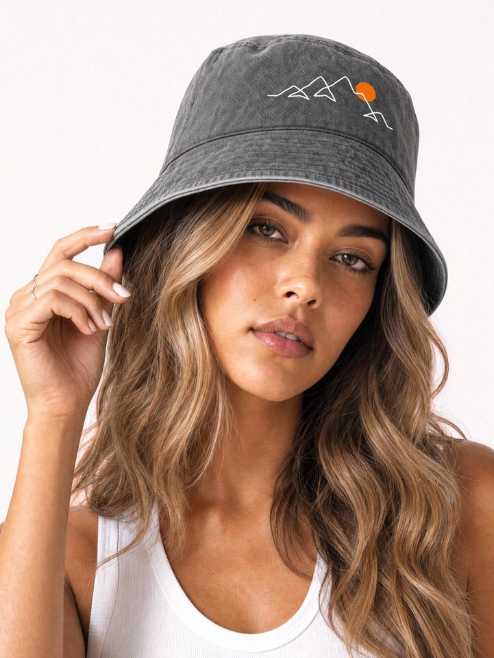 Neverless Fischerhut Anglerhut mit Print Berg Linie Bucket Hat Baumwolle Neverless® Bild 4
