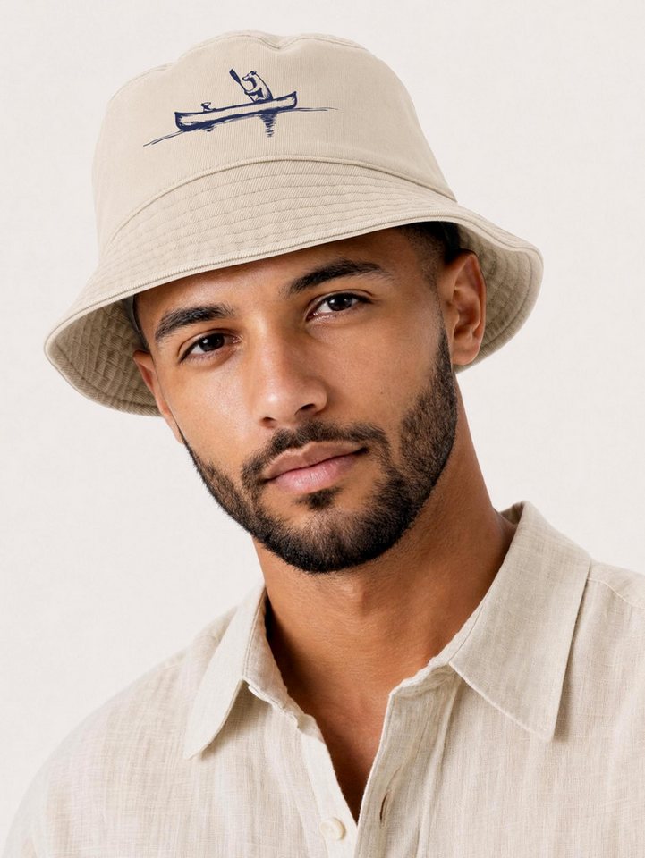 Neverless Fischerhut Anglerhut mit Print Bär Kanu Bucket Hat Baumwolle Neverless®