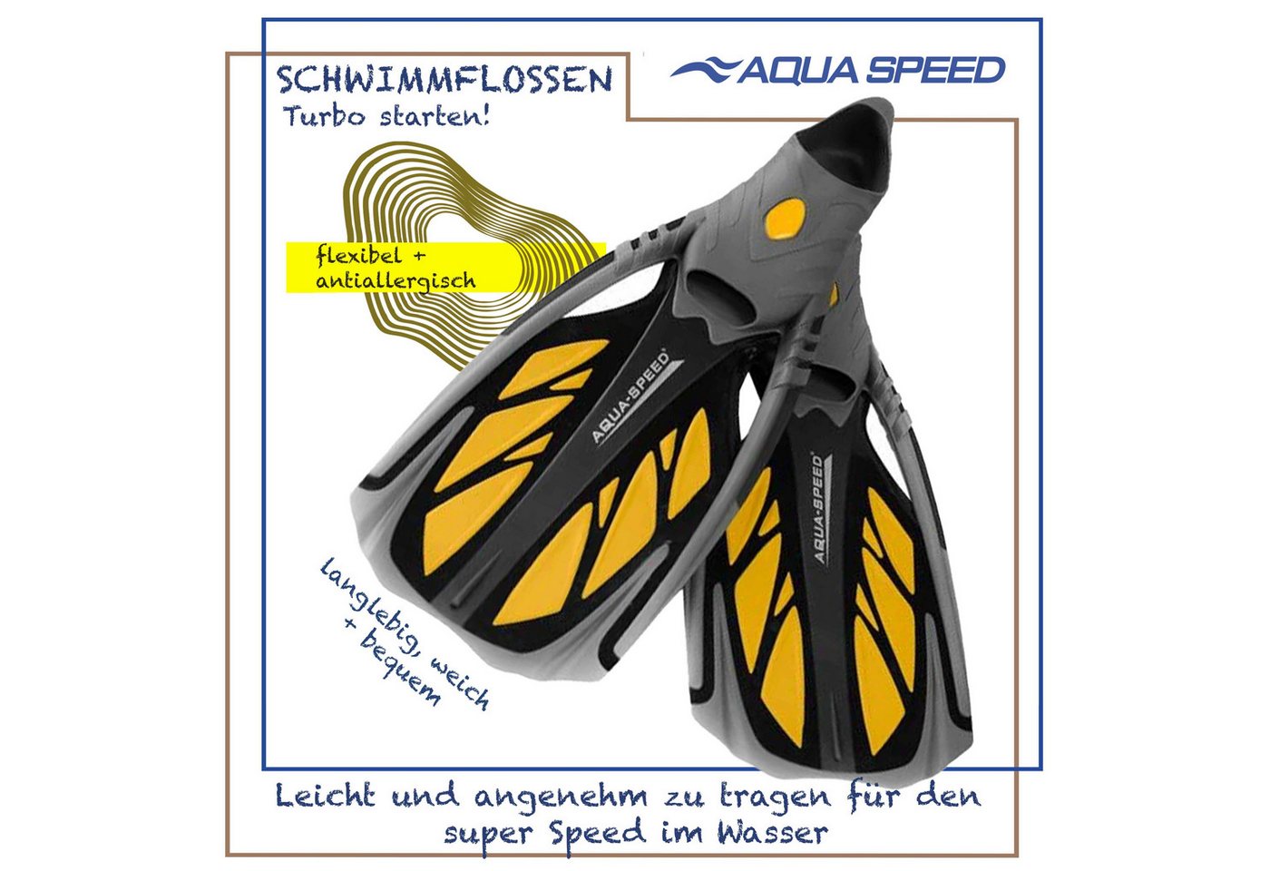 Aqua Speed Flosse INOX – Ergonomisches Design für besten Sitz Größe 46/47 (Schwimmflossen mit kraftsparendem Design & hohem Tragekomfort), Komfortabel & flexibel – Passt sich jeder Fußform an Bild 4