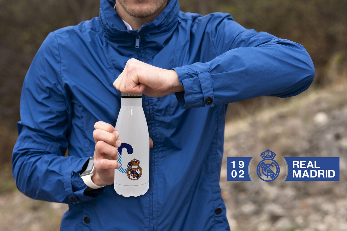 Real Madrid Trinkflasche Real Madrid Trinkflasche 550ml Weiß Buchstabe C Bild 3