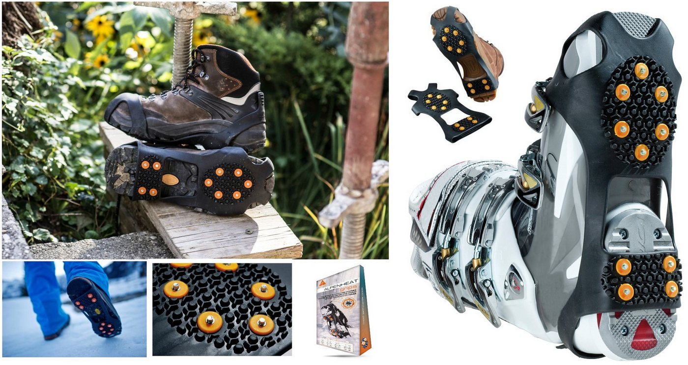 JAGreen-Tackle Spikes Modell Alpenheat GRIPS Anti-Rutsch-Überzüge 36-48 Schuhspikes Eis (Spar-Set)