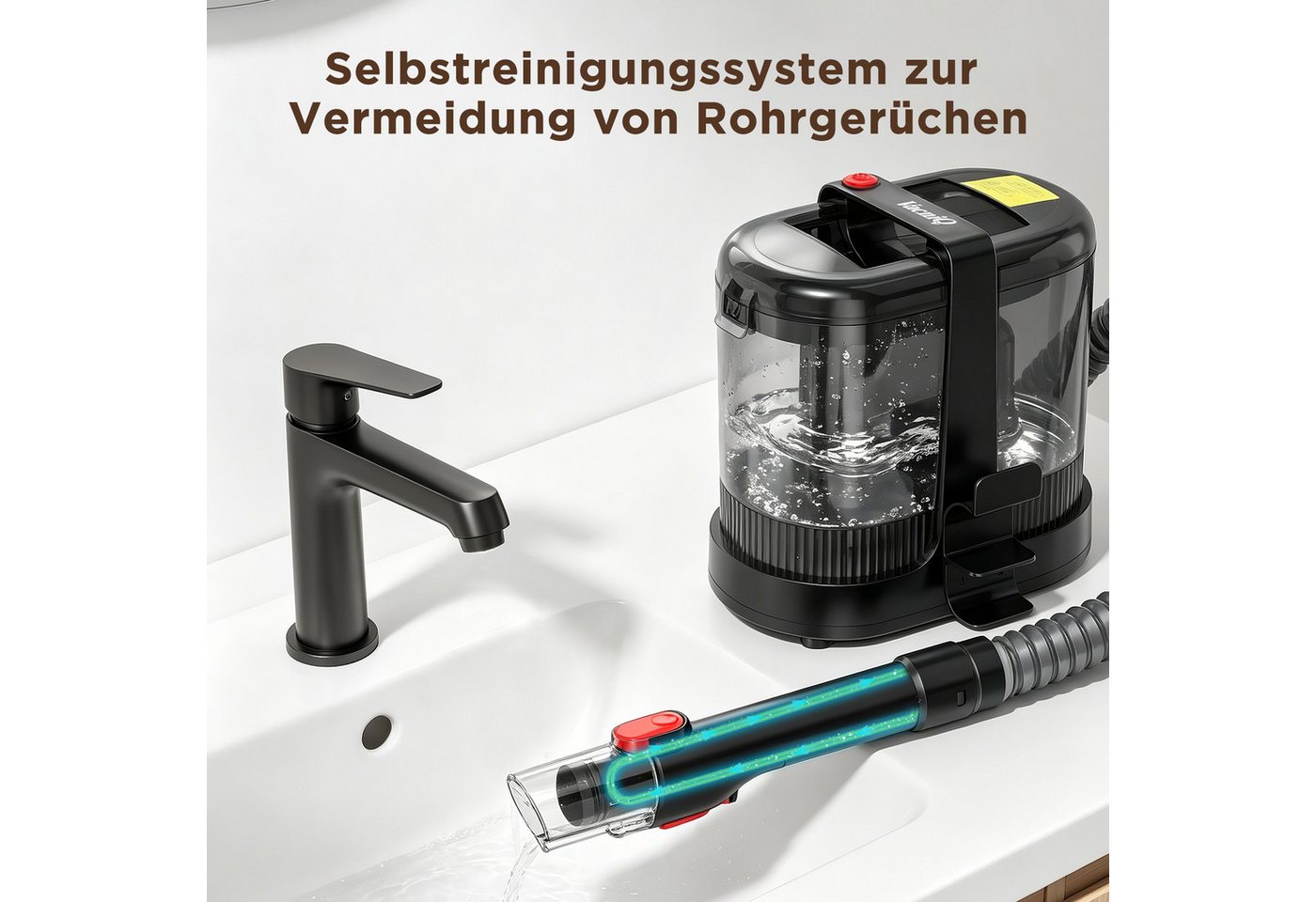 VacniQ Teppichreinigungsgerät 25Kpa Waschsauger, Nasssauger, Teppichreiniger, 500 W, Geeignet für Sofas,Teppiche,Auto,Matratzen, mit Reinigungsmittel Bild 2
