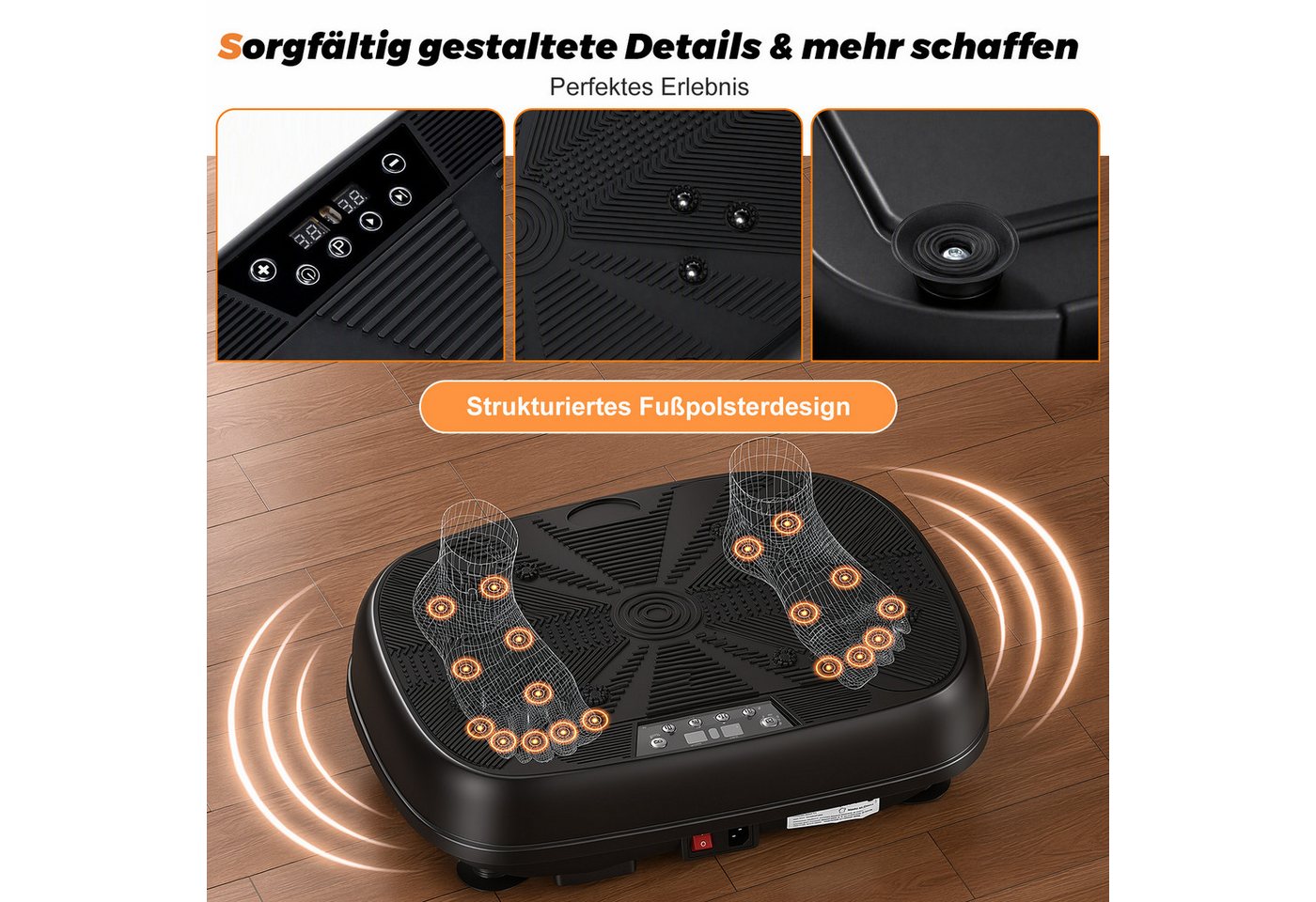 kehot Vibrationsplatte Leise und Kompakte Vibrationsplatte für Körperformung,Entspannung, 200 W, 99 Intensitätsstufen, Fitnessgeräte für Ganzkörpertraining mit Trainingsbänder, LED-Display