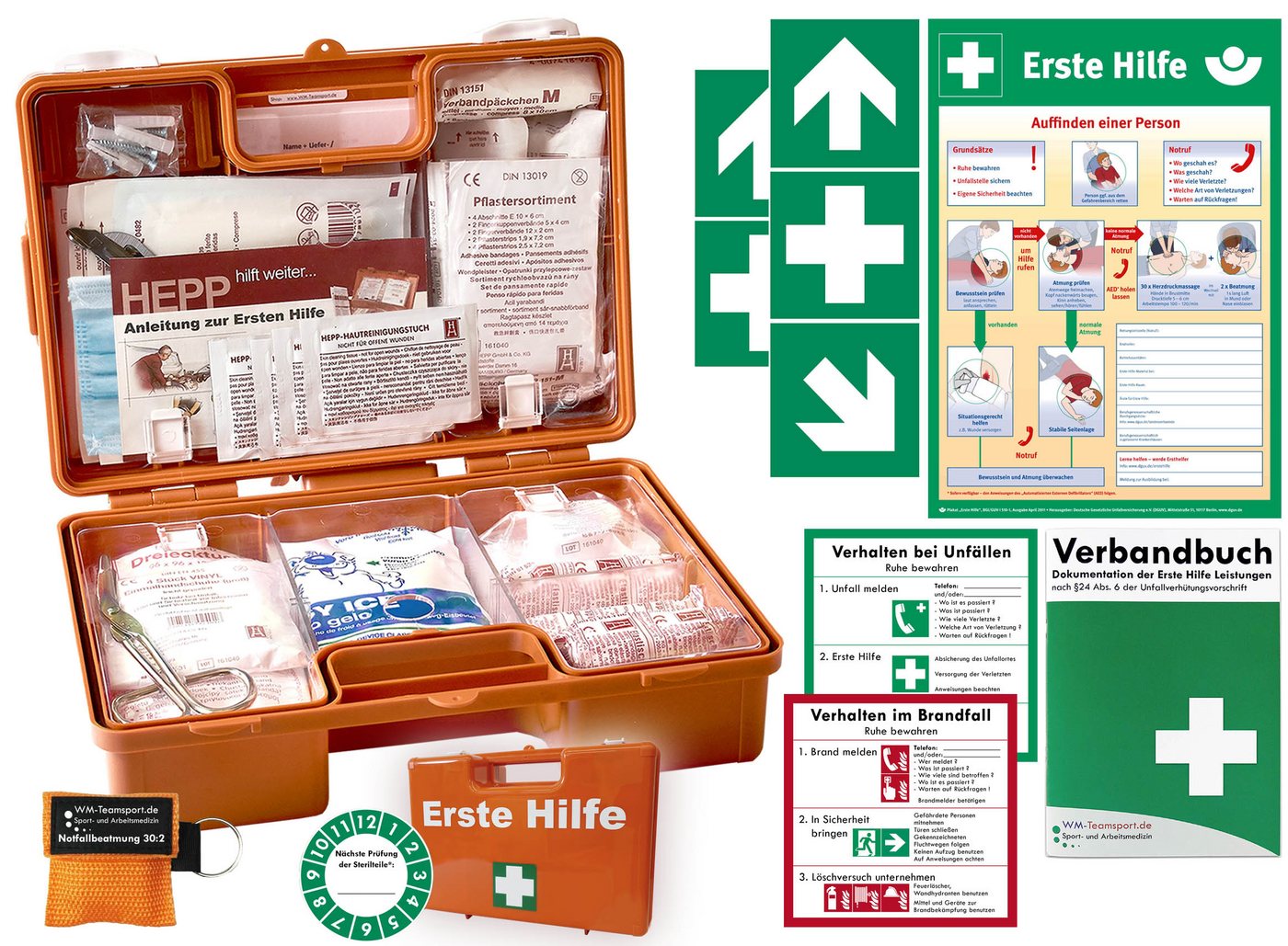 WM-Teamsport Erste-Hilfe-Koffer 1.-Hilfe-Koffer (K)ARR DIN 13157 + Notfallbeatmung + Aufkleber,Aushang Bild 4