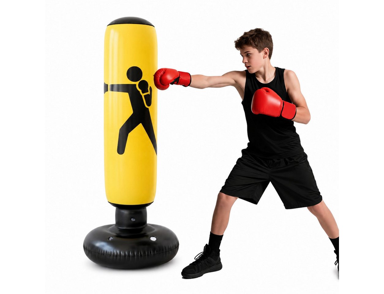 MOPUEA Boxsack Boxsack Sports Verstaubar 160cm Standboxsack gelb (Set, 1-tlg., Ideal für Box-, Fitness- und Reaktionstraining), Heimfitness Bild 3