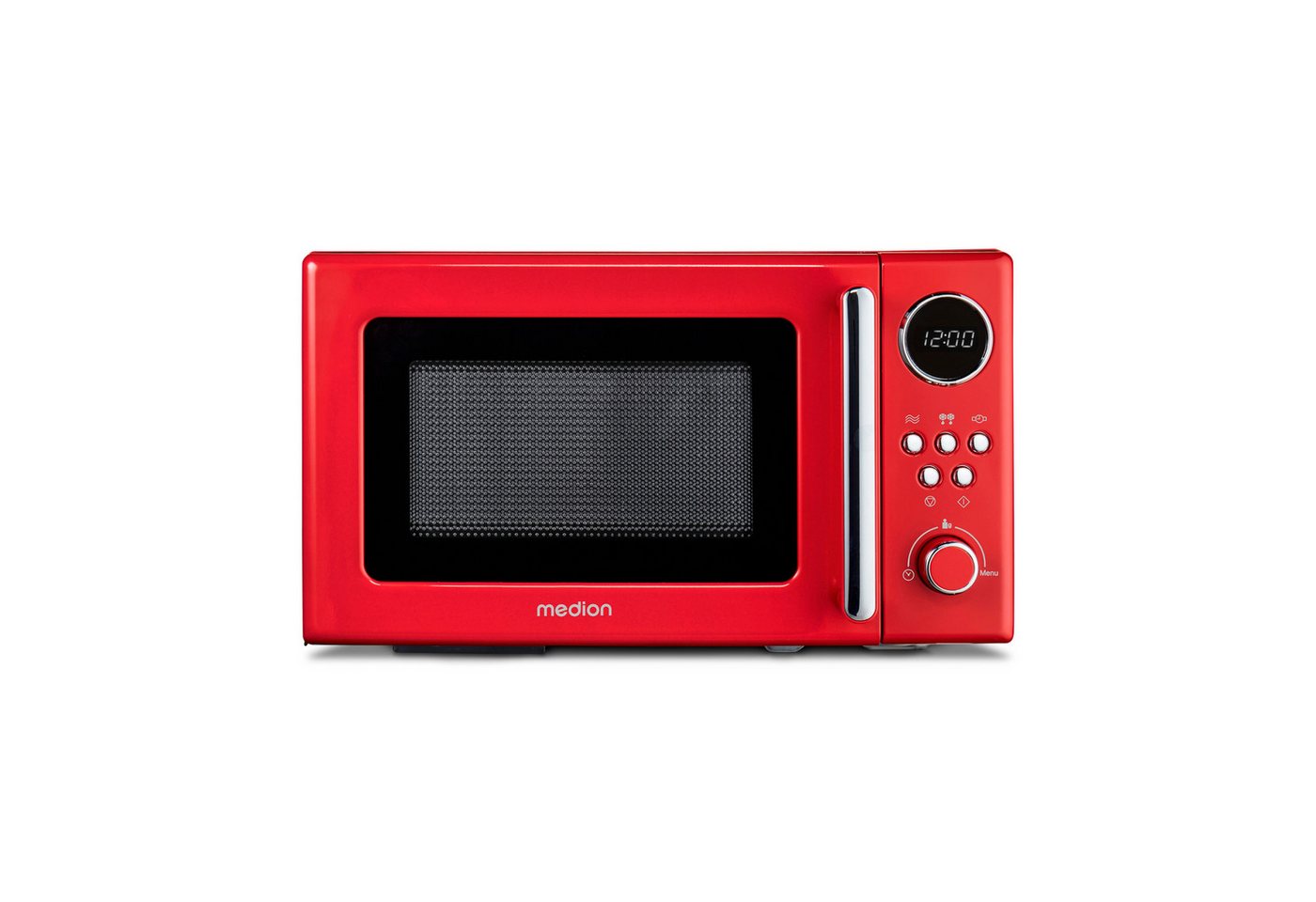 Medion® Mikrowelle MD15000, Mikrowelle, 20 l, 800 Watt, 5 Mikrowellenstufen, Digitale Anzeige, Auftaufunktion, rot Bild 3