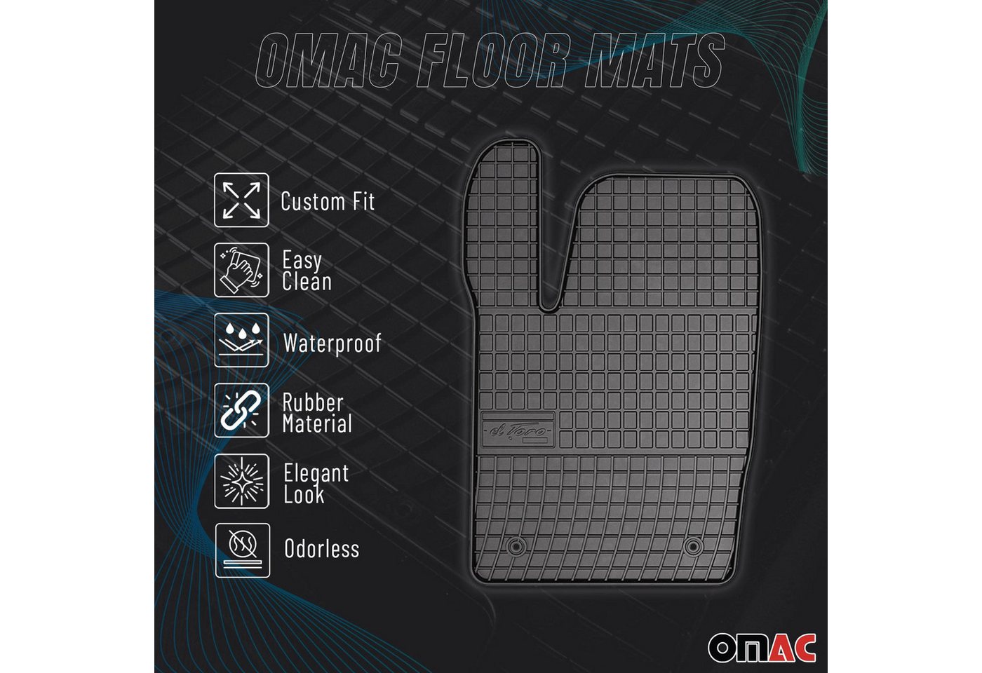 OMAC Auto-Fußmatten für Seat Altea 2004-2015 Gummimatten Schwarz 4 tlg (4 St), Antirutsch,Wasserfest,Einfache Installation Bild 4