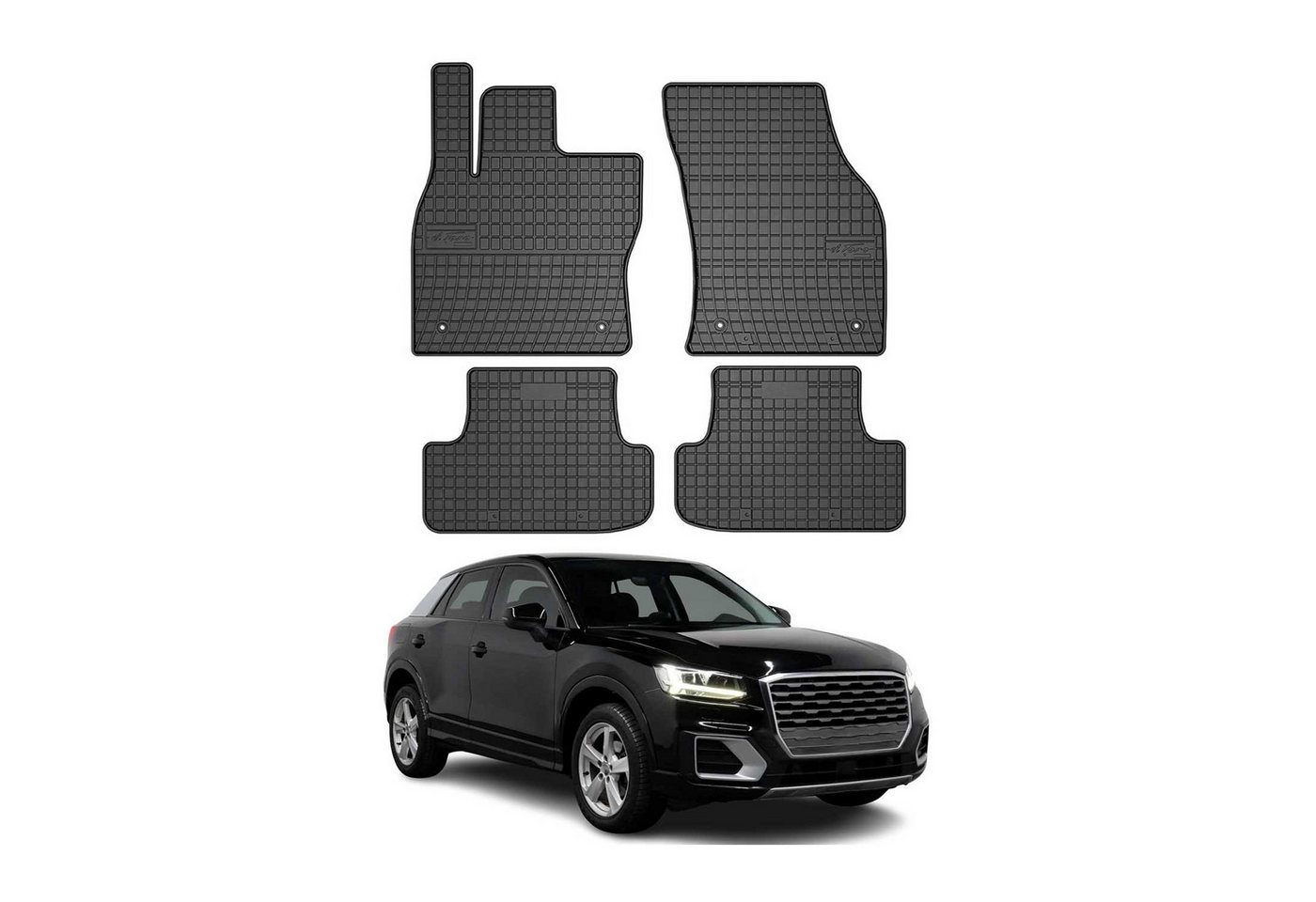 OMAC Auto-Fußmatten für Audi Q2 2017-2025 Gummimatten Schwarz 4 tlg (4 St), für Audi Q2 2017-2025 Audi Q2 2017-2025, Antirutsch,Wasserfest,Einfache Installation Bild 2