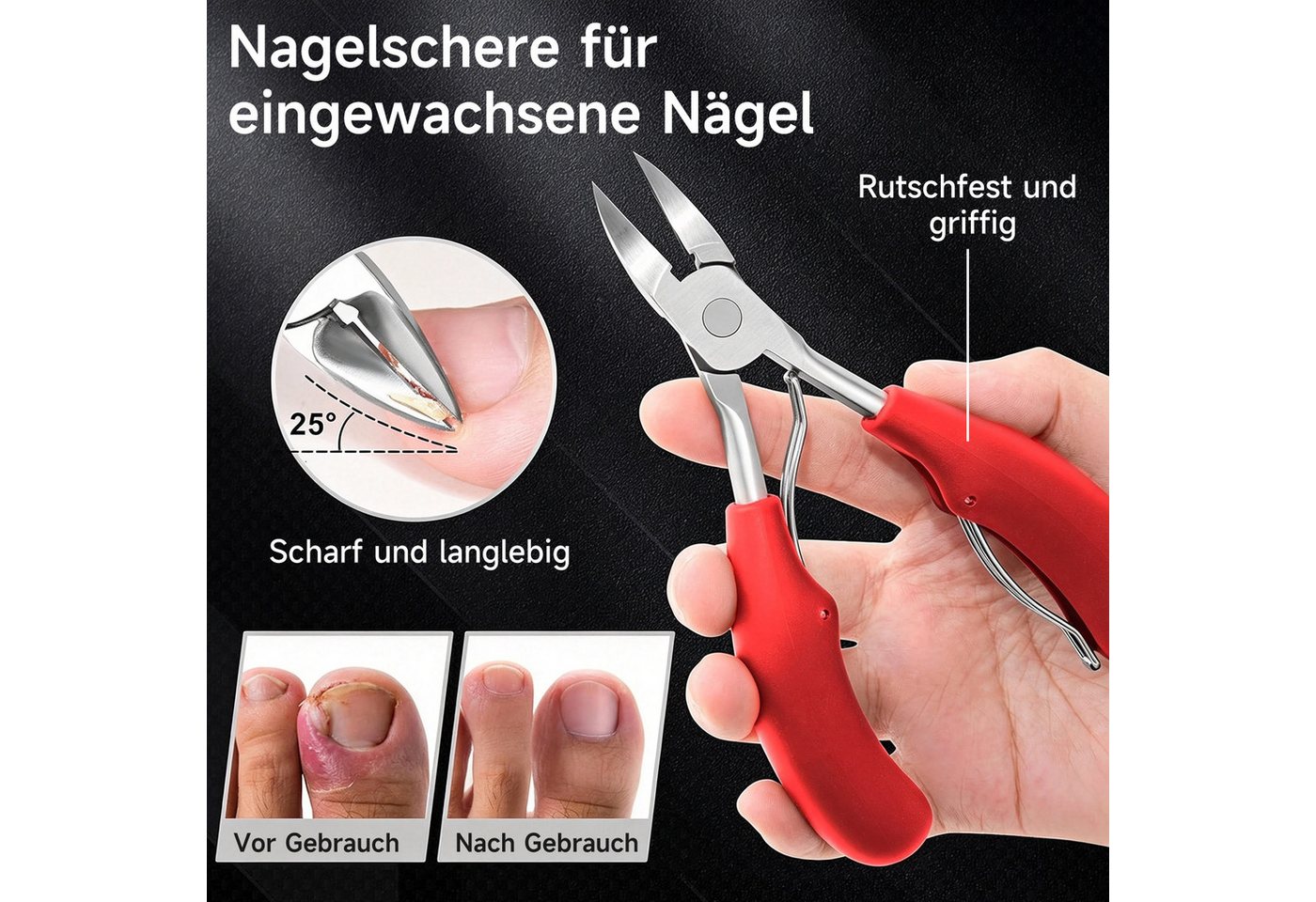 OSTWOLKE Maniküre-Pediküre-Set 7-teiliges Nagelschere Set, Edelstahl Maniküre Nagelknipser, für Dicke & Eingewachsene Fußnägel Bild 5