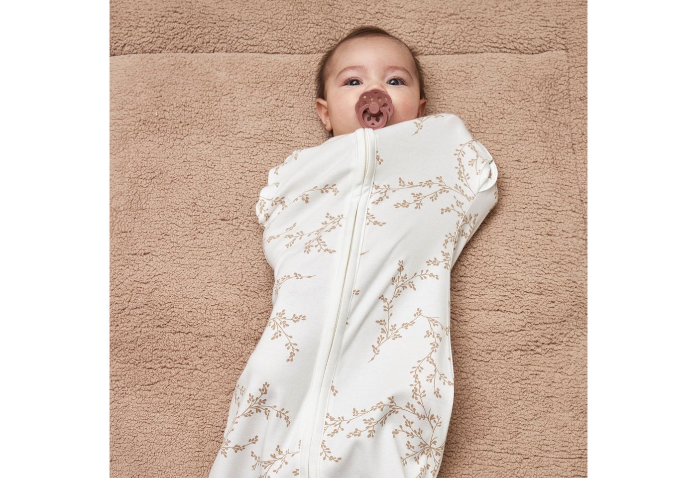 Meyco Baby Babyschlafsack Branches Sand (100% Baumwolle, 1 tlg), 70cm Bild 4