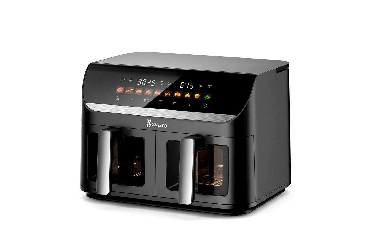 BUVARO Heißluftfritteuse DUAF-LR-002A mit 10 voreingestellte Programme, 2950 W, 11L, Transparente Sichtfenster, Sync Finish, Digitales Touch Display Bild 3