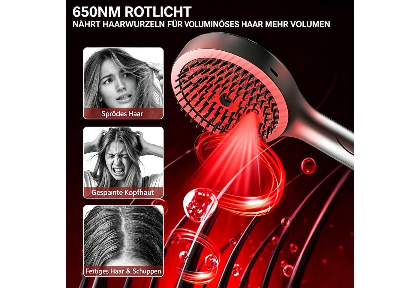 OYLCDI Haarglättbürste Elektrische Haarpflege Bürste mit Kopfhautmassage, Rotlicht, Vibration und Feuchtigkeitsspray,mit integriertem Pflegebehälter Bild 3