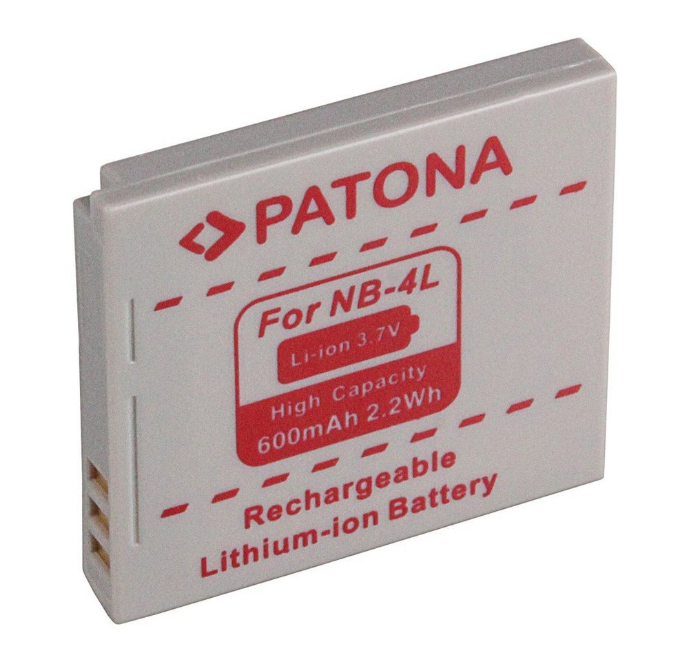 Patona 2x Akku für Canon NB-4L NB4L Kamera-Akku Ersatzakku Kameraakku 6000 mAh (3,7 V, 2 St), Ixus 30 40 50 55 60 65 70 75 80 Powershot SD200 Ixy Digital 40