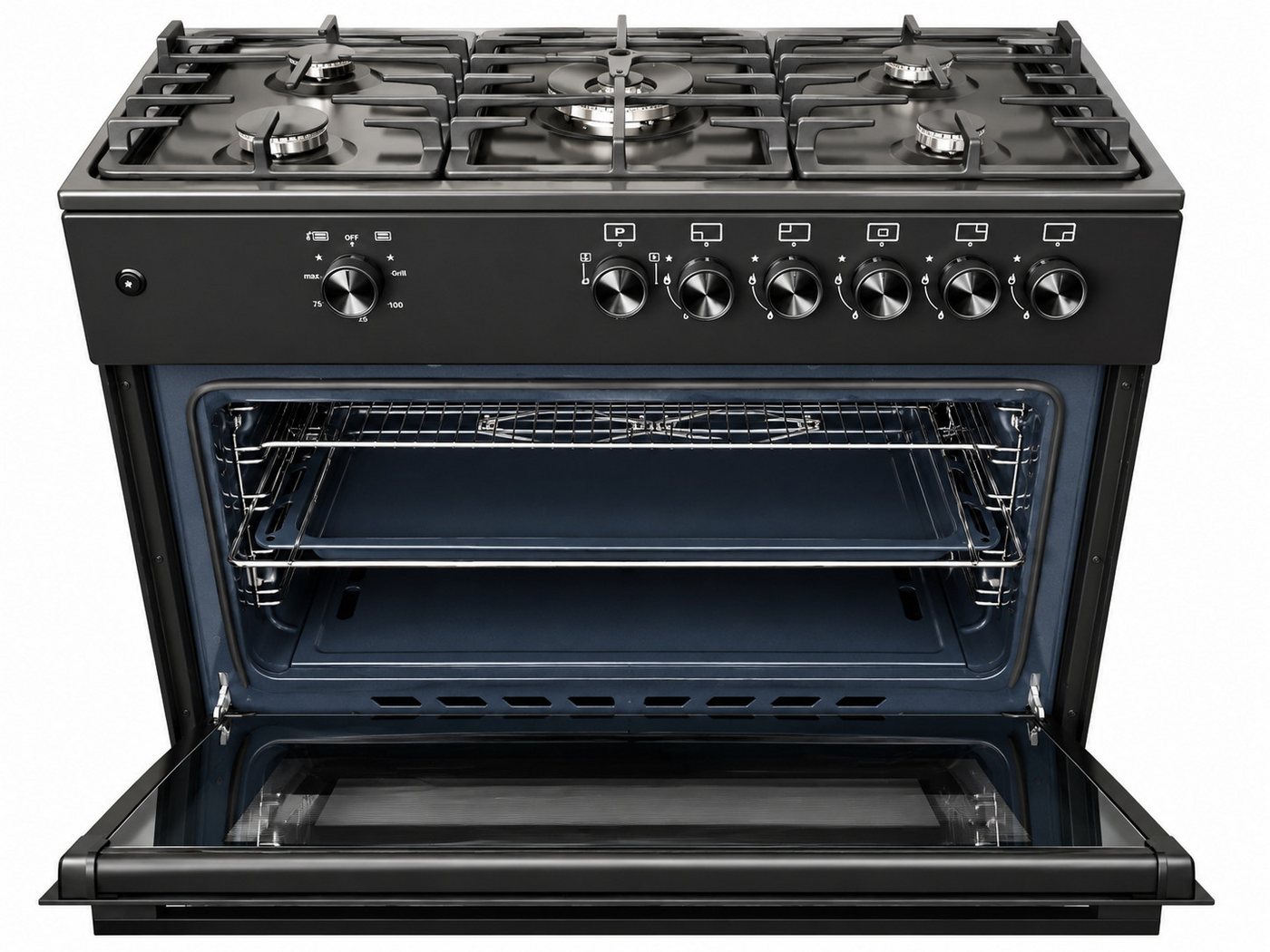 Gasline Gas-Standherd Gasline Gas-Standherd GAG90GOINNB Schwarz Matt 90 cm mit Gasbackofen Bild 2