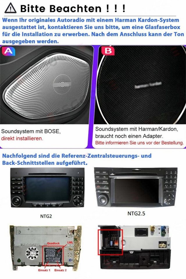 ESSGOO Für Mercedes E-Klasse W211 W219 Android 15 GPS NAVI Bluetooth Autoradio (RDS, Digitalradio (DAB), FM, Carplay Android Auto Navi WIFI BT EQ)