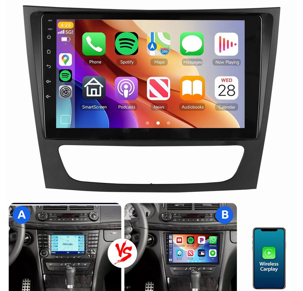 ESSGOO Für Mercedes E-Klasse W211 W219 Android 15 GPS NAVI Bluetooth Autoradio (RDS, Digitalradio (DAB), FM, Carplay Android Auto Navi WIFI BT EQ) Bild 3