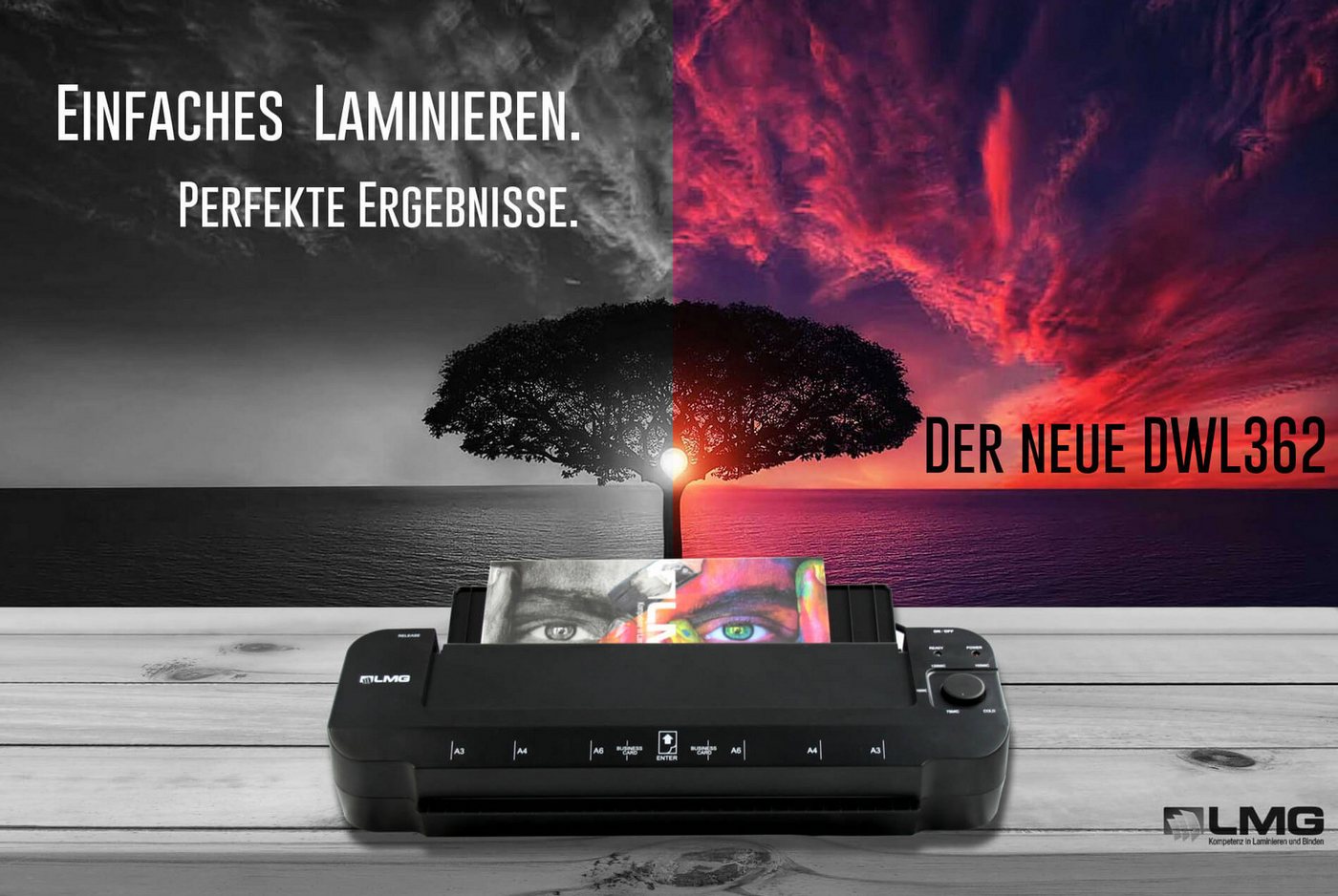 LMG Germany Laminiergerät DWL 462 Laminiergerät - DIN A4, 245 mm Arbeitsbreite, Heiß-/Kaltlaminieren, Anti-Stau-Funktion, DIN A4, 1 Min Aufwärmzeit Bild 4