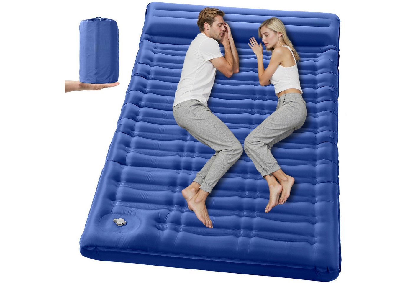 Elegear Isomatte isomatte selbstaufblasend 12/14cm Campingmatte Outdoor, 195×65/138CM, (1-tlg), Schlafmatte mit Fußpumpe, für 2 Personen Strand, Reisen, Zelt, Outdoor Bild 3