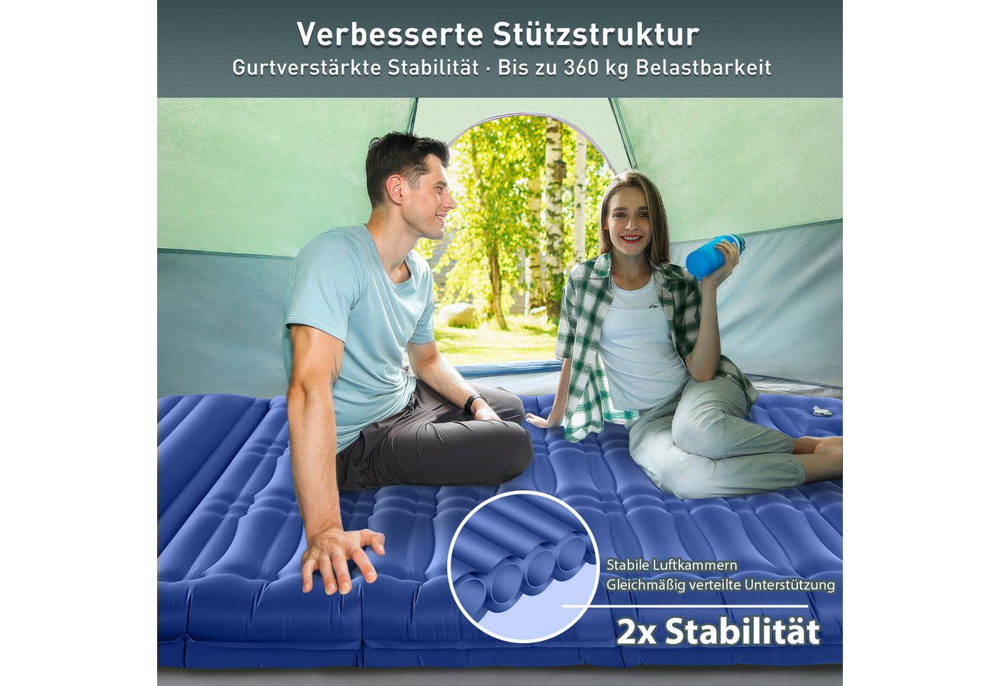 Elegear Isomatte isomatte selbstaufblasend 12/14cm Campingmatte Outdoor, 195×65/138CM, (1-tlg), Schlafmatte mit Fußpumpe, für 2 Personen Strand, Reisen, Zelt, Outdoor Bild 5