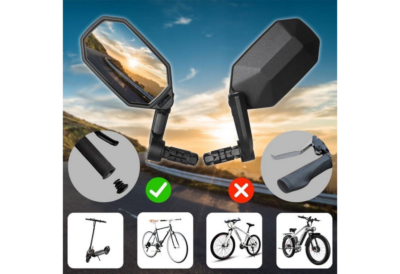 LuxusKollektion Fahrradspiegel Fahrradspiegel Bar End High-Definition konvexe Glaslinse E-Bike 1-Paar Bild 3