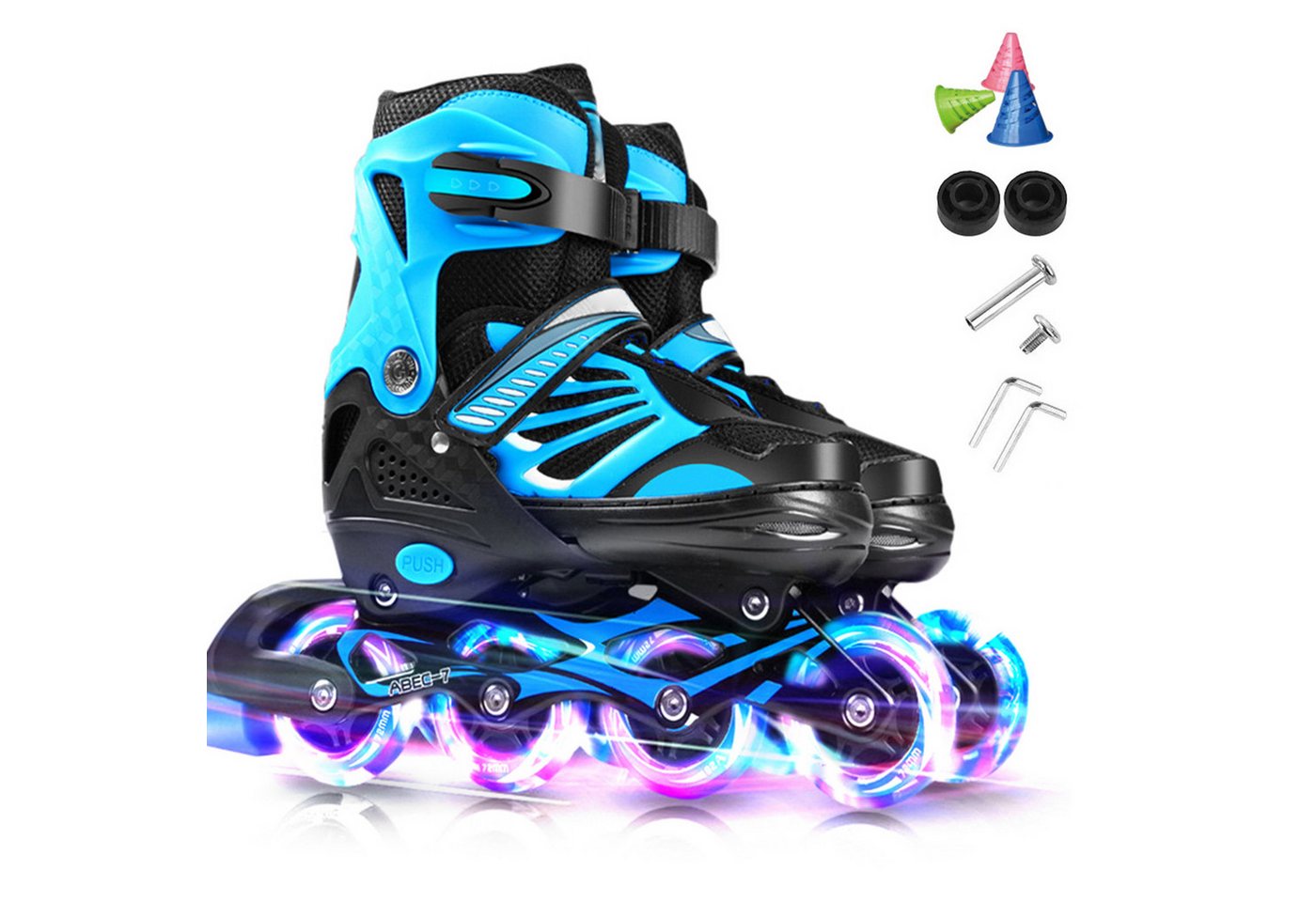 GARRYFIZH Inlineskates Verstellbar Inliner für Kinder, Leucht Inline Skates Rollschuhe, Größenverstellbar, Beleuchtete Rollen, Verschleißfeste PU-Rollen Bild 4