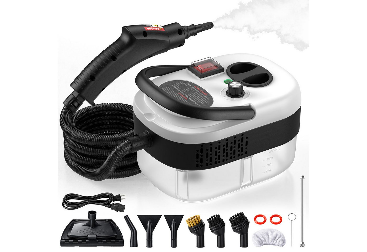 CUISYNC Handdampfreiniger Dampfreiniger 2500 W, 3 bar, 1,2 L, 15 s, 6 Stufen, mit Zubehör, 2500 W Bild 2