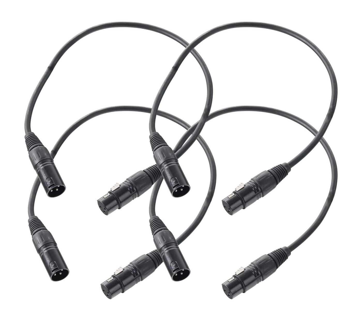 Pronomic XFXM-0.5 Mikrofonkabel XLR 0,5m Schwarz 4er Set Audio-Kabel, XLR, XLR (50 cm), Stecker handgelötet, säure- und ölfest Bild 2