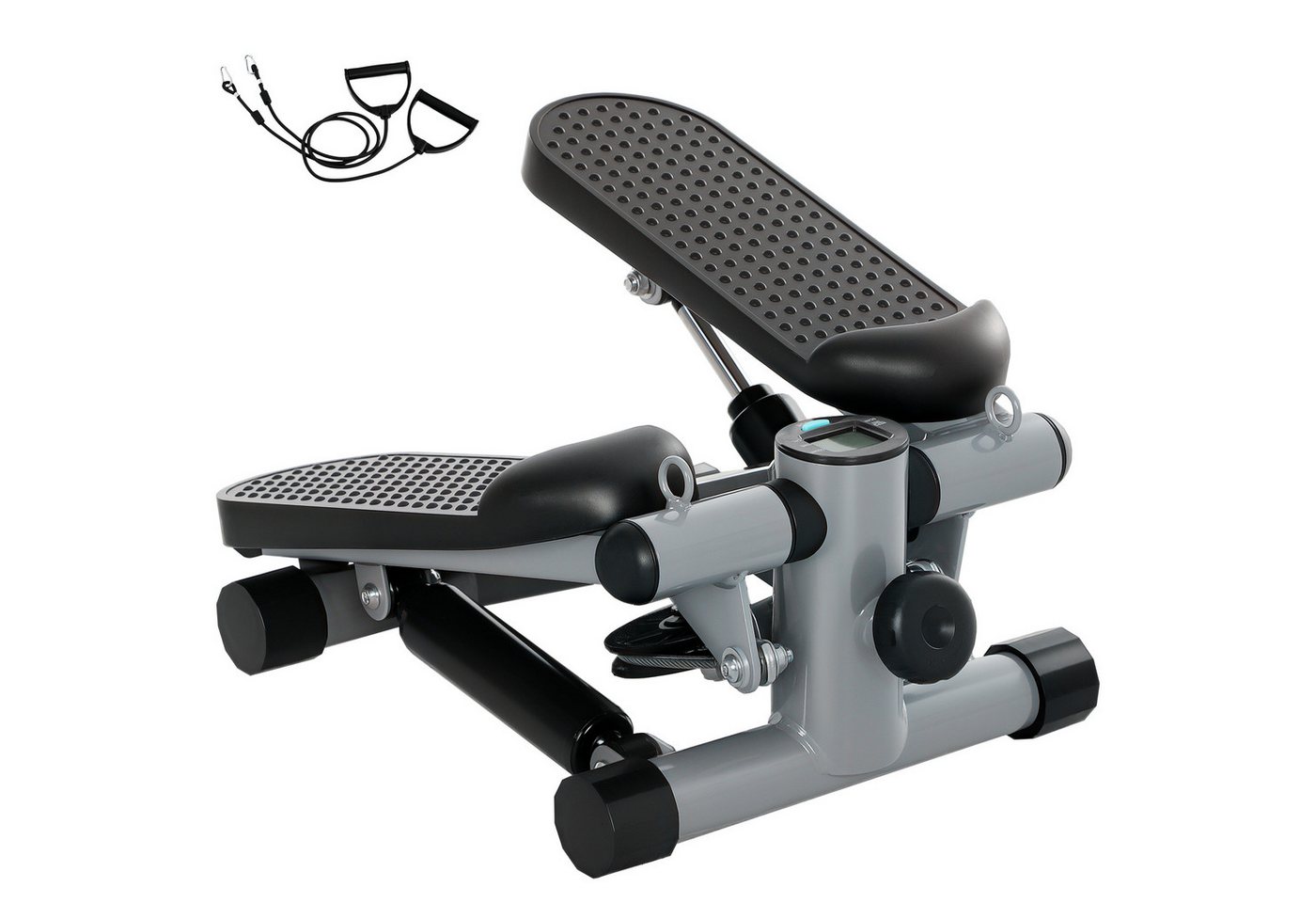 SPORTNOW Stepper mit Power Ropes, LCD-Display (Up-Down Swing Stepper, 1-tlg., 2 in 1 Mini-Stepper für Zuhause), bis 100 kg für Bein-,Armtraining, Home Office Fitness Exercise, Grau Bild 4