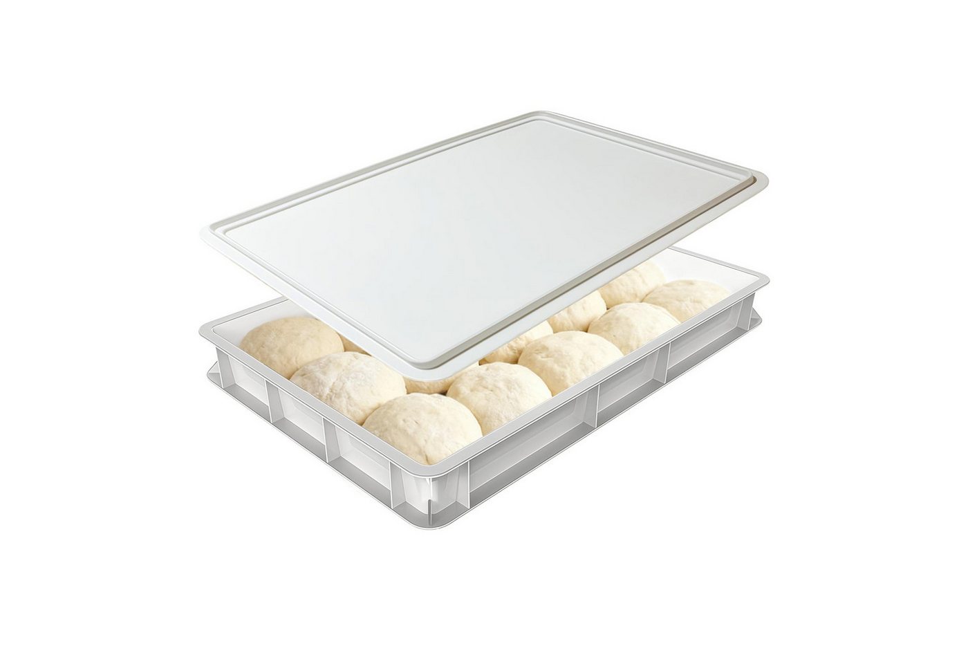GLIESE POWER Pizzaofen 30x40x7,5 cm – mit Deckel, BPA-frei, stapelbar & kühlschrankgeeignet, Stapelbare Gärbox für Pizza- & Brotteig Bild 2