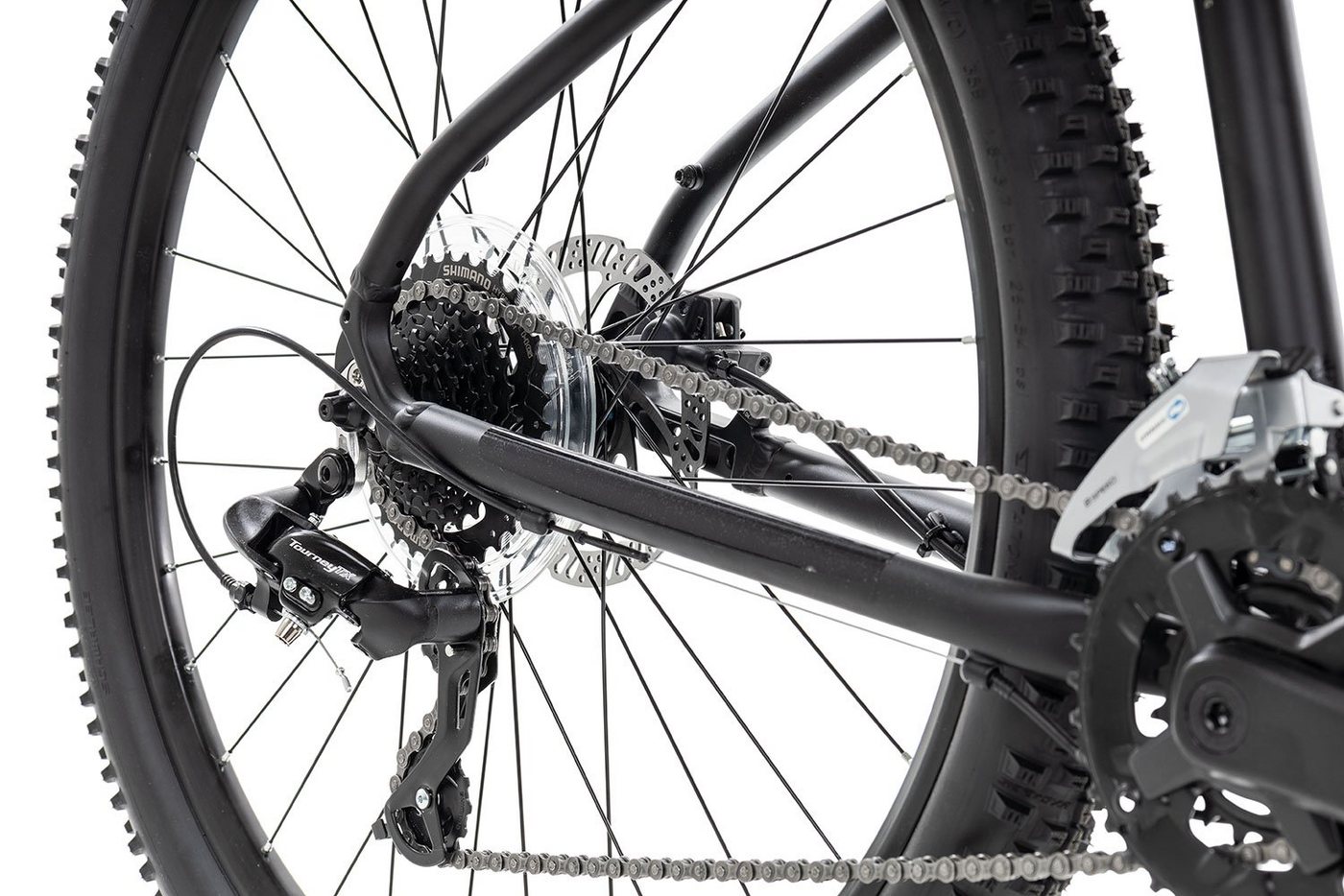 Axess Mountainbike BRASH, 16 Gang Shimano RD-TX800- 8 Schaltwerk, Kettenschaltung, MTB-Hardtail Herrenfahrrad 27,5 Zoll schwarz/grau