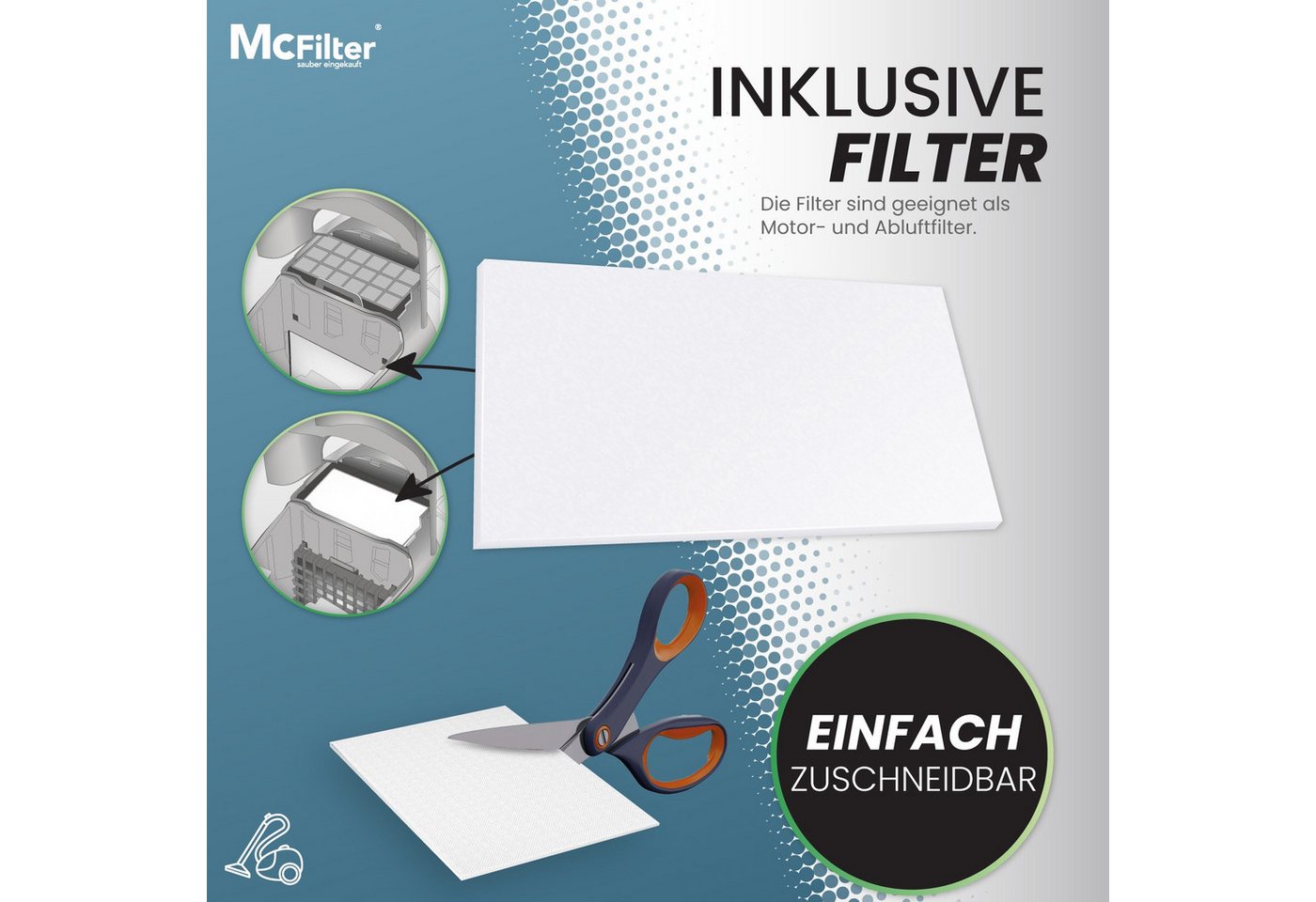 McFilter Staubsaugerbeutel geeignet für HANSEATIC VCB35B15C-1J7W-70, Grundig VCC 3850 A, passend für Dirt Devil, Alternative zu Swirl Y 05, 20 St., hohe Reißfestigkeit, Top Filtration, 5-lagiges Mikrovlies