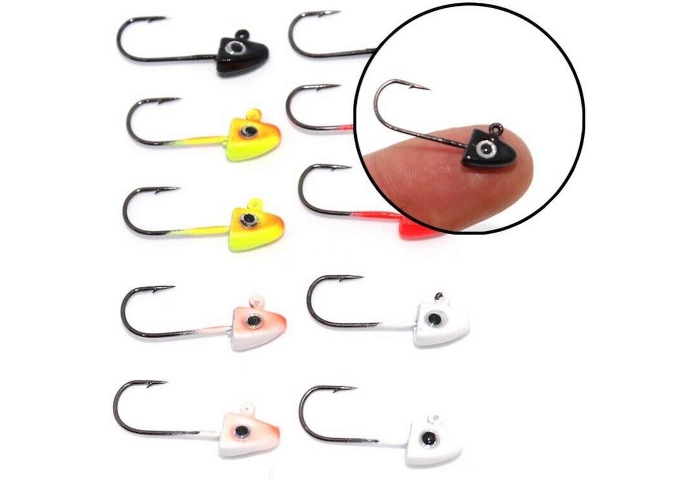 Behr Jighaken Mini Jigheads 2g, 10 Stück verschiedene Farben, (10-St), sehr scharf Bild 2