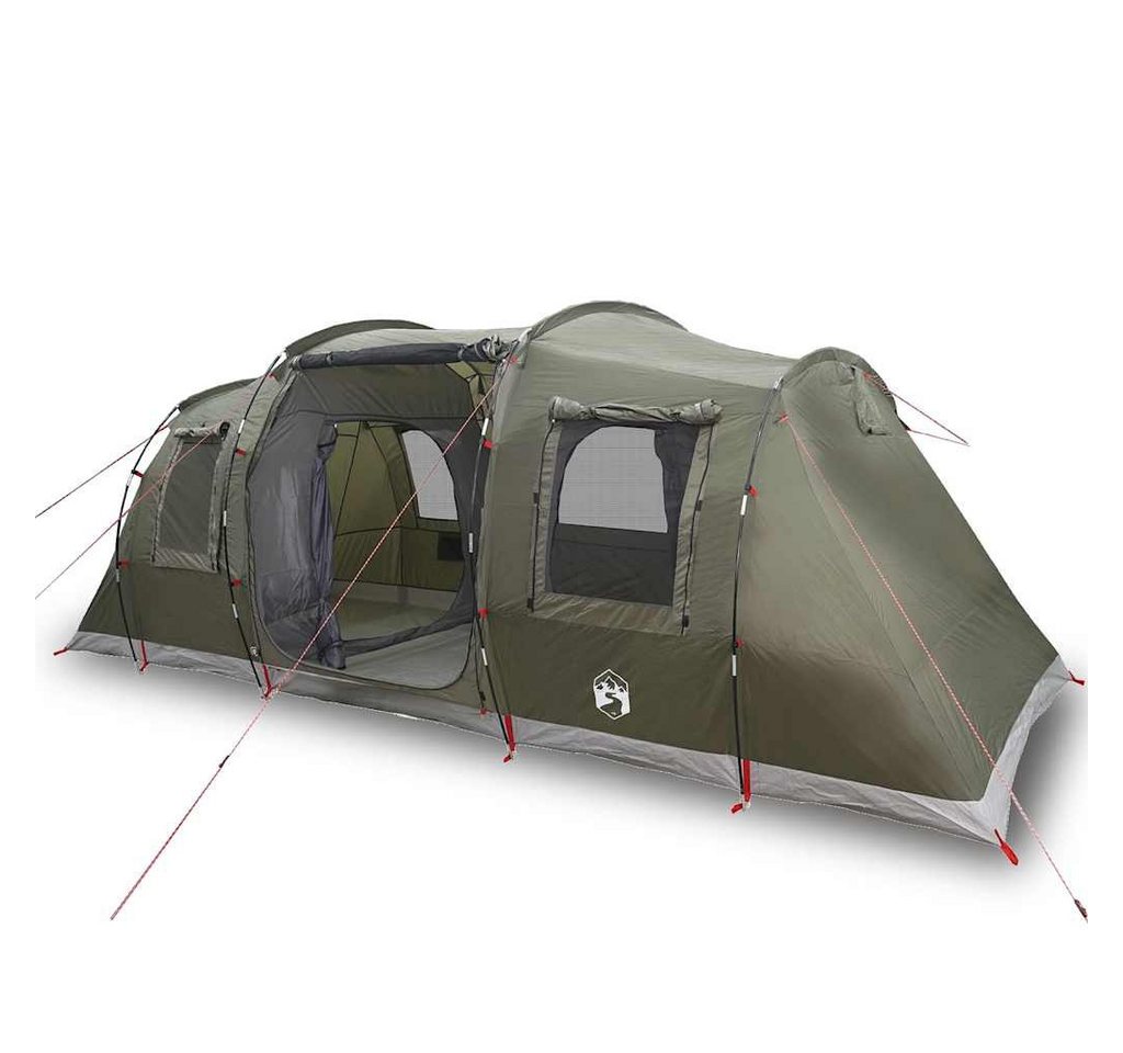 furnicato Faltzelt Tunnelzelt 4 Personen 472x245x192 cm Olivgrün, (1 tlg), Campingzelt mit 2 Schlafkabinen, E-Anschluss und 5 Fenstern