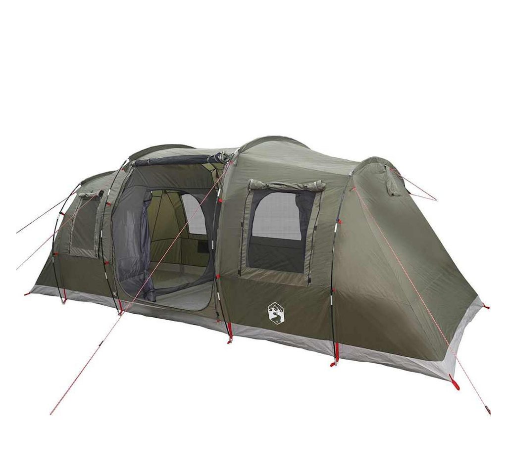 furnicato Faltzelt Tunnelzelt 4 Personen 472x245x192 cm Olivgrün, (1 tlg), Campingzelt mit 2 Schlafkabinen, E-Anschluss und 5 Fenstern Bild 2